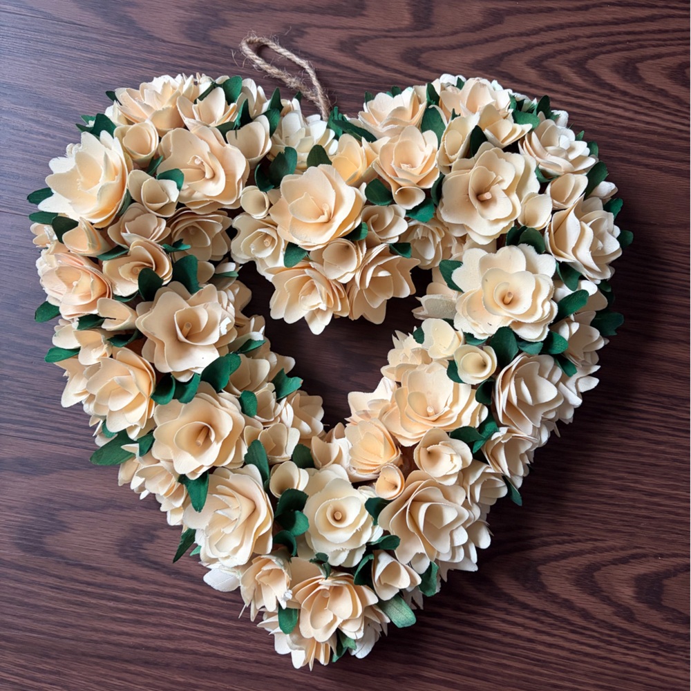 Heart-Shaped Cream Floral Wreath